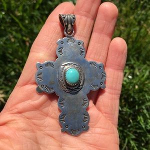 SS Turquoise Cross Pendant